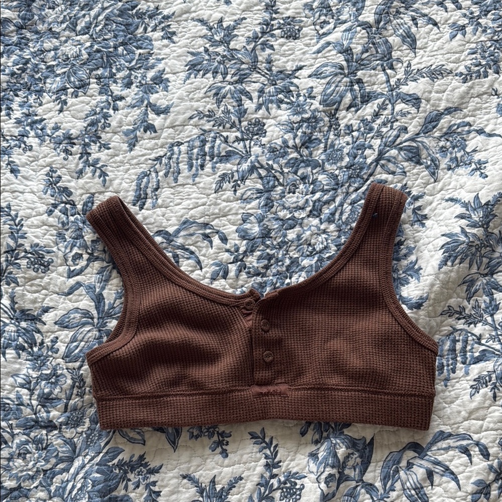 SKIMS Chocolate Button-Up Crop Top
